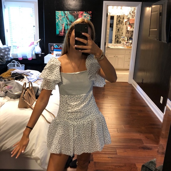 Dresses & Skirts - Black and White dot ruffle dress